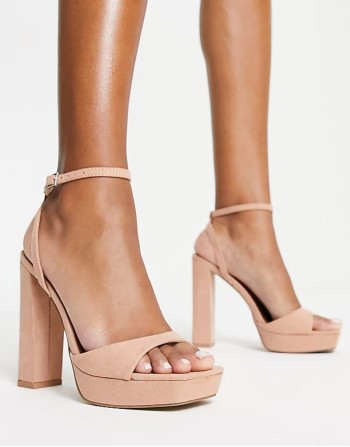 Noun platform barely there block heeled sandals in beige