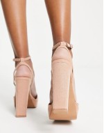 Noun platform barely there block heeled sandals in beige