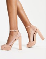 Noun platform barely there block heeled sandals in beige