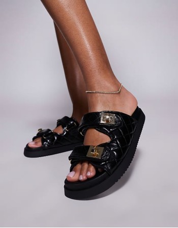 Schmna sandals with buckles in leather black