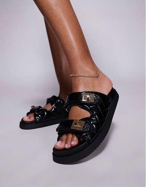 Schmna sandals with buckles in leather black