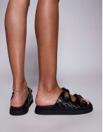 Schmna sandals with buckles in leather black