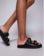 Schmna sandals with buckles in leather black