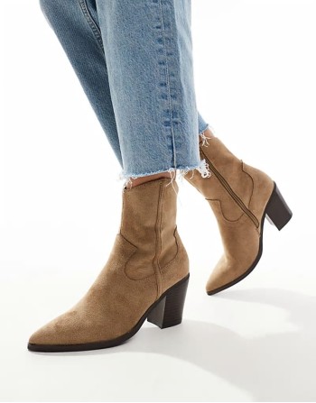 Rational heeled western boots in taupe