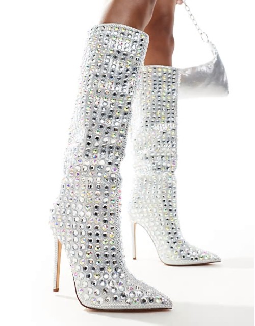 Cormac embellished knee boots in silver