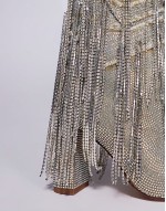 Relentless embellished fringe heeled ankle boots in silver