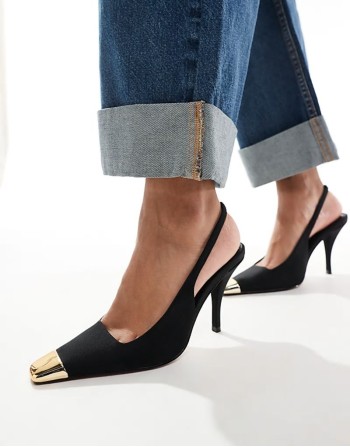 Proud toe cap slingback heels in black