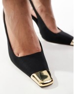 Proud toe cap slingback heels in black
