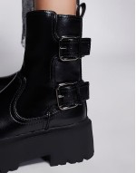 chunky biker boot in black