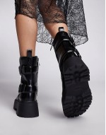 chunky biker boot in black