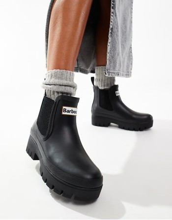 Halton chunky Chelsea wellington boots in black