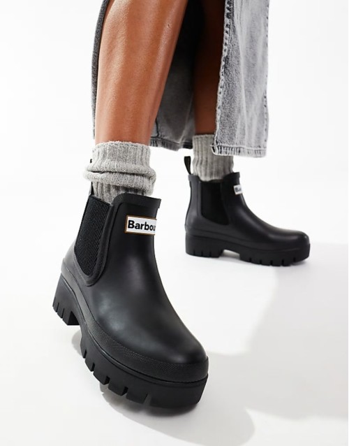 Halton chunky Chelsea wellington boots in black