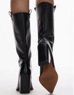 50% New Remy premium leather heeled western boot in black