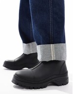 Cora leather zip up ankle boots in black
