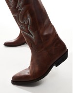 Kendra western knee boots in rust vintage leather