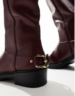 Simmi London Wide Fit Gerald Knee Boot in Burgundy