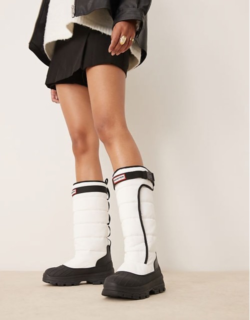 Intrepid tall buckle snow boots in white
