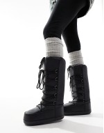 knee high snow boots in black