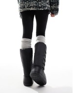 knee high snow boots in black