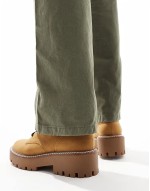 ‌Stylish chunky flat boot in brown faux suede