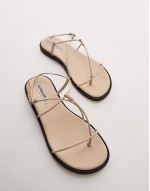 Katy premium leather minimal strappy sandals in off white