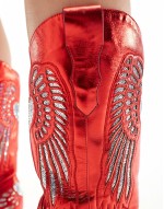 Timothee western knee boots in metallic red