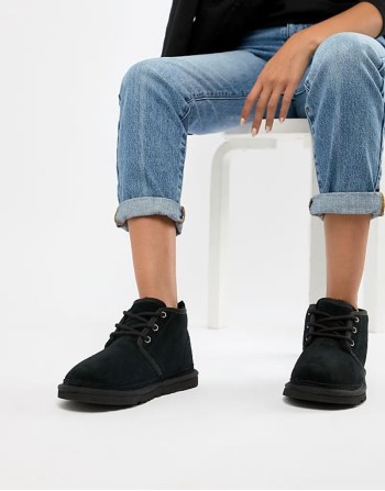Neumel Black Lace Up Ankle Boots