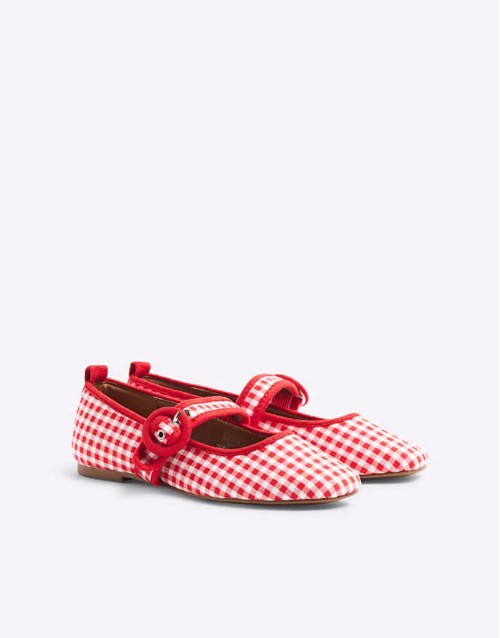 gingham mary-jane ballet in red