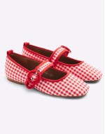 gingham mary-jane ballet in red