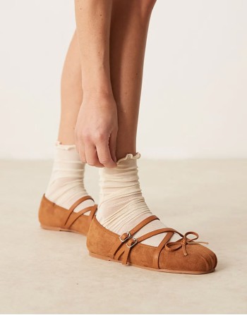 Laurel mary-jane ballets in tan suedette