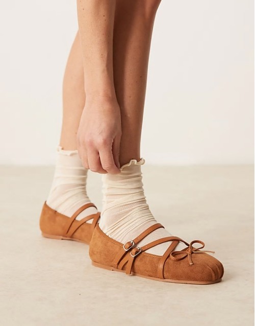 Laurel mary-jane ballets in tan suedette