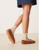Laurel mary-jane ballets in tan suedette