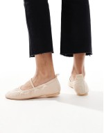 elastic topline ballet flats in beige