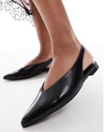 Lace sling back flat shoes in black