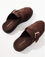 Donna buckle mules in chocolate
