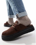 Donna buckle mules in chocolate