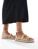 Elodiya flat espadrille sandals in gold