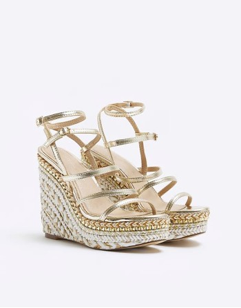strappy wedge in gold