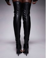 Alisha stretch over the knee heeled sandals in black